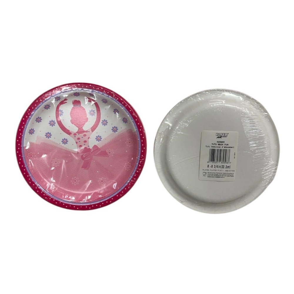 Creative Converting brand 2 sets of 8 ballerina pink themed plates, 16 total!